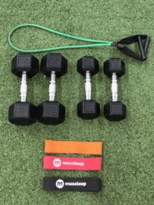 Dumbbells and resistance bands